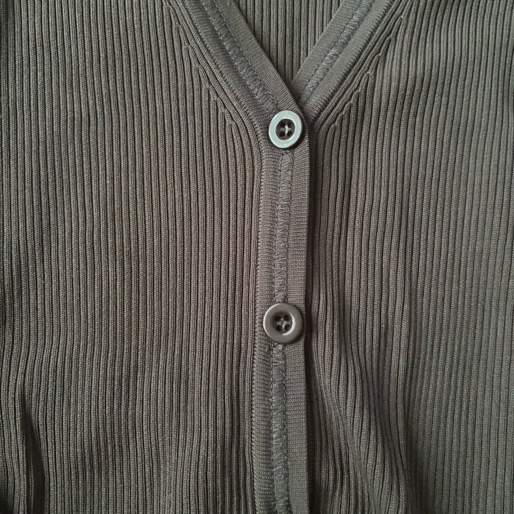 BCBGMaxAzria Ribbed V-Neck Button Cardigan - Picture 3 of 5